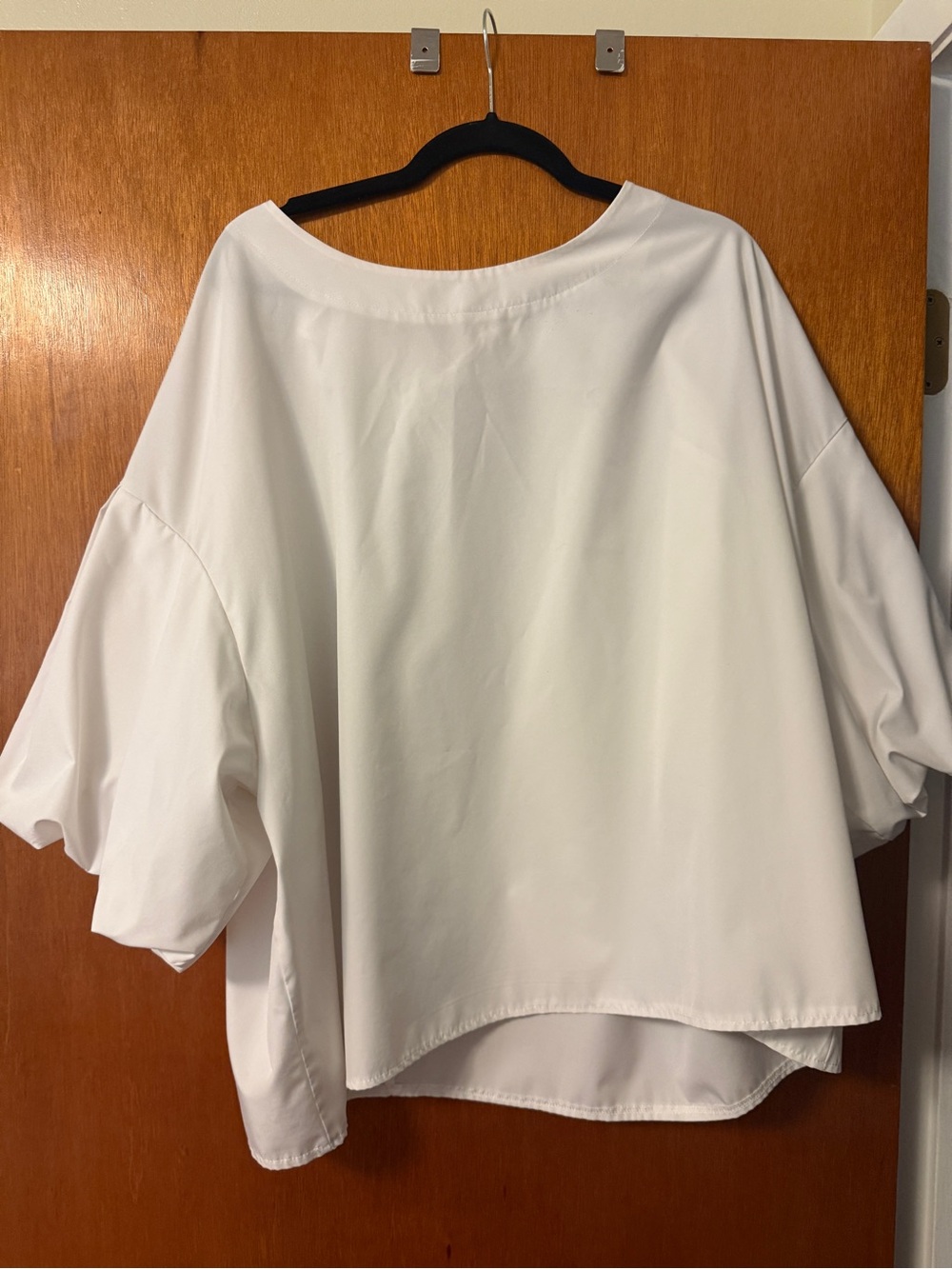 SHEIN Oversized White Puff-Sleeve Tunic Top